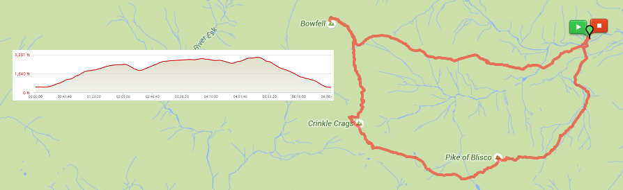 Map Pike Of Blisco Crinkle Crags Bow Fell