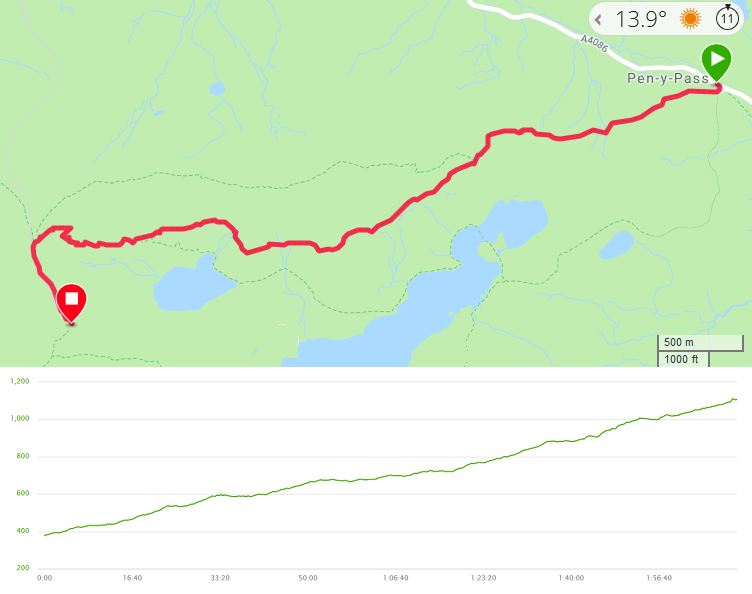 Map Snowdon ascent
